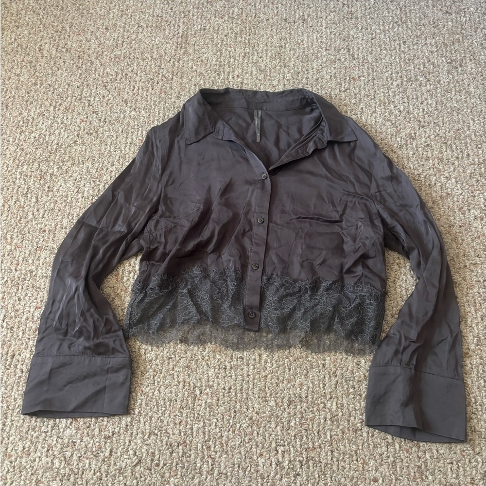 Anthropologie Grey Button-Up Shirt